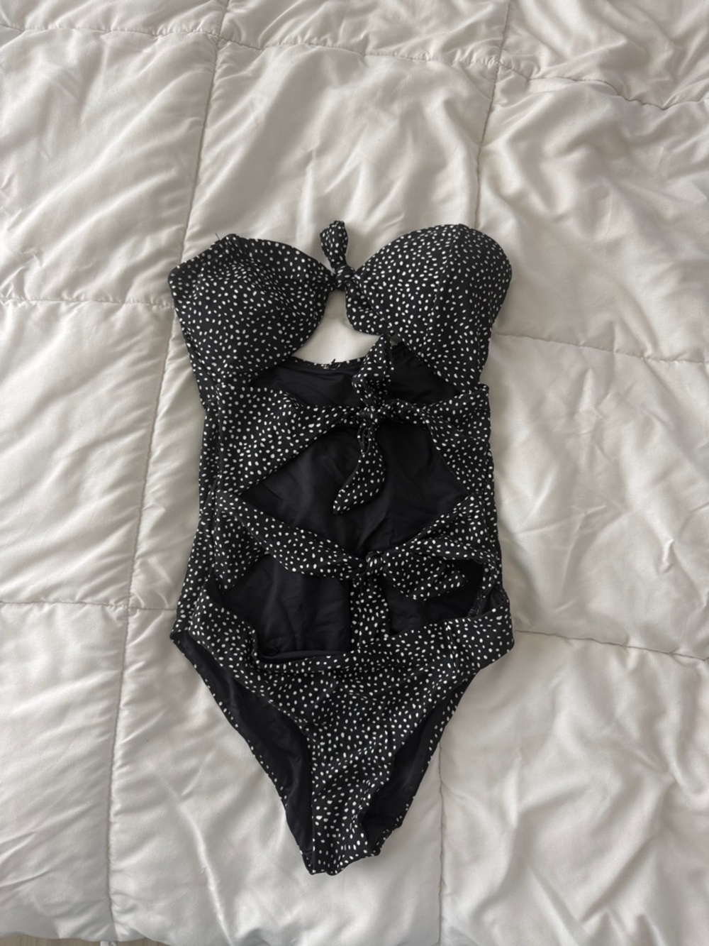 Princess Polly Black and White Polka Dot Cutout One-Piece Swimsuit